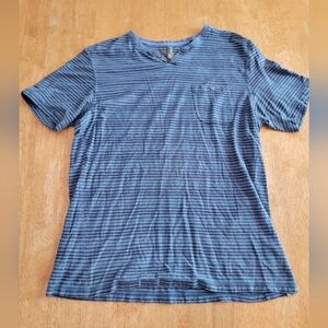 Cooper & Oak blue short sleeve striped shirt